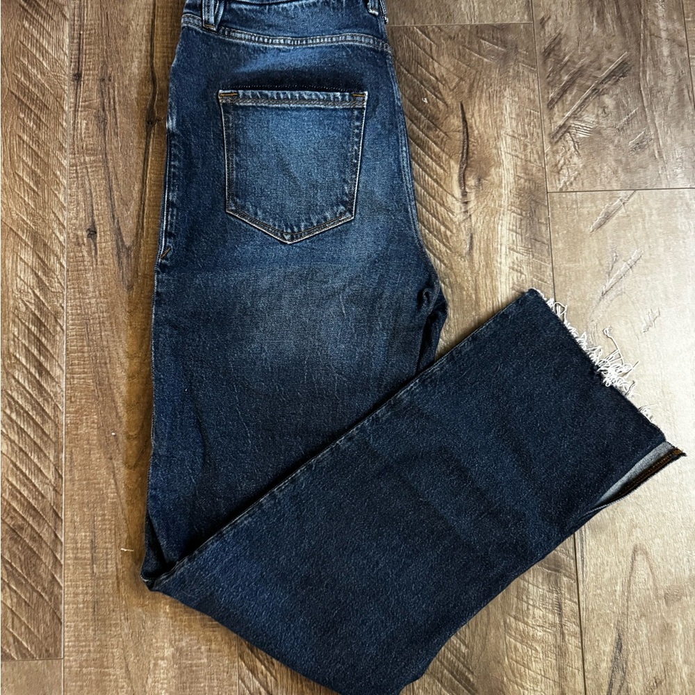 Good American Good Boy Split Hem High Waist Straight Leg Jeans